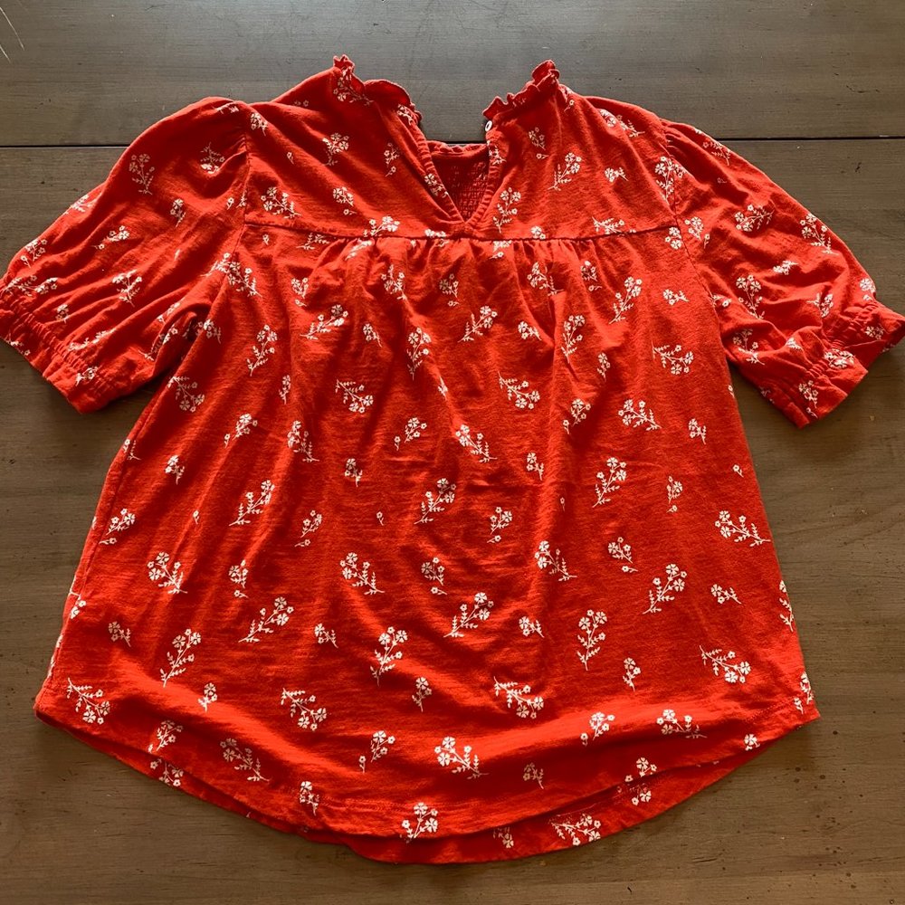 Lucky Brand Button Front Floral Blouse